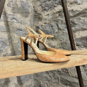 Prada Tan Brown Ostrich Pumps